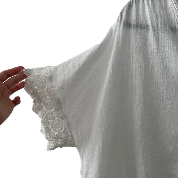 Max Studio Plus Textured Cotton-Rayon Tie-Waist Top Size 1X – Summer Boho Chic - Picture 5 of 7